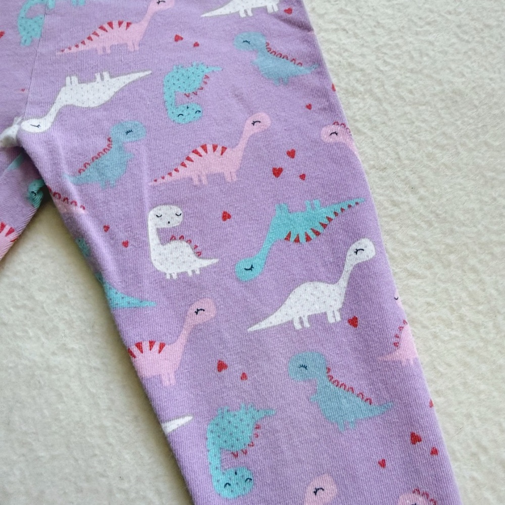 4/22 Mothercare Toddler Purple White Dinosaur Cotton Leggings Pants 12-18M 18M - Picture 6 of 16